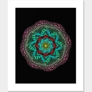 Color Mandala Flower Drawing Posters and Art